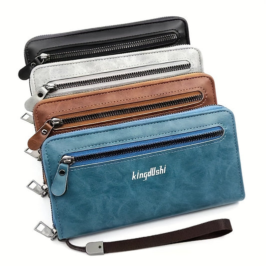 Men's Leather Long Wallet Business Clutch Bag