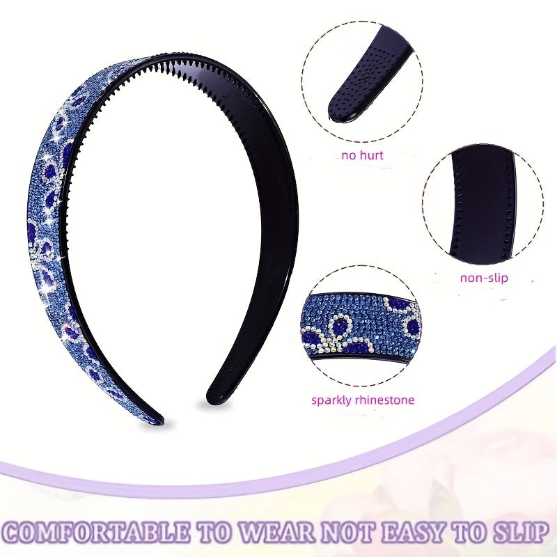 3pcs Vintage Rhinestone Headband Wide Headdress Hair Accessories Women Girls
