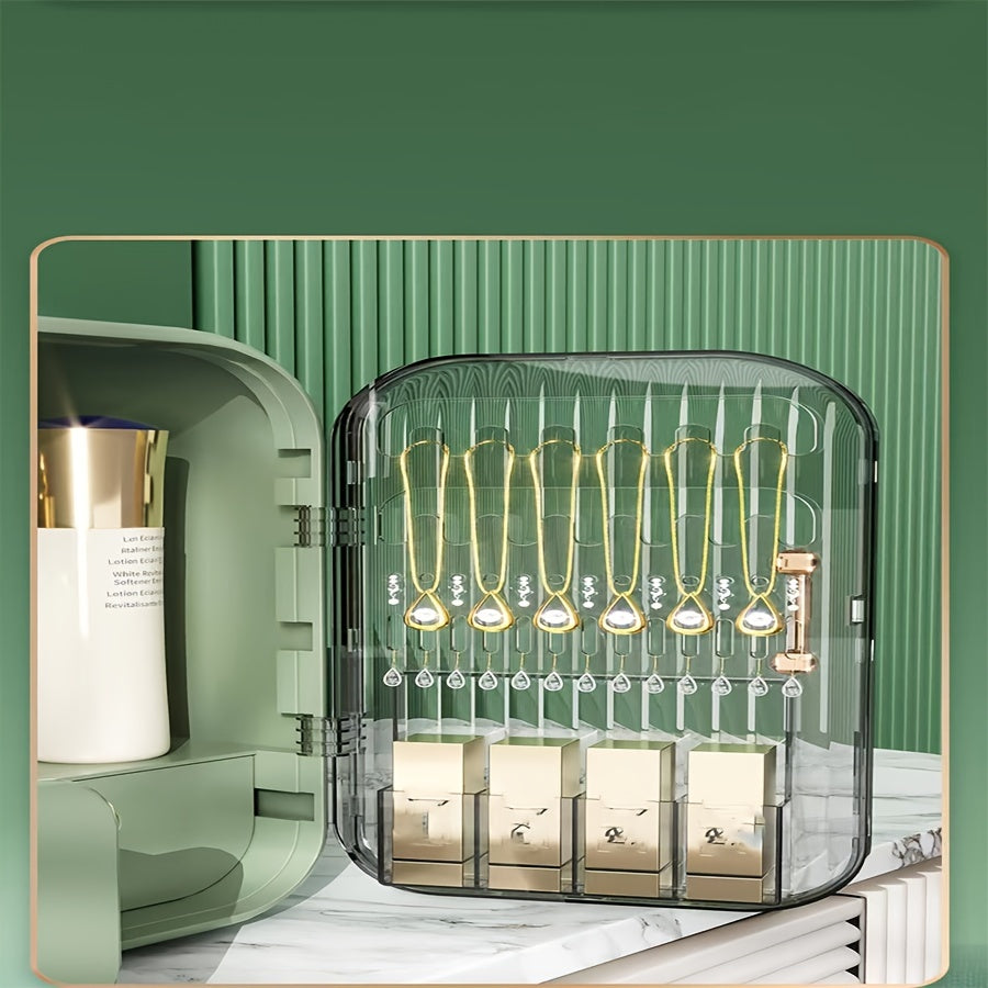 Makeup Organizer With Mirror Waterproof Dustproof Storage Rack