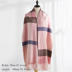 Cashmere Plaid Scarf Women's Plaid Long Scarf Winter Warm Lattice Large Scarf