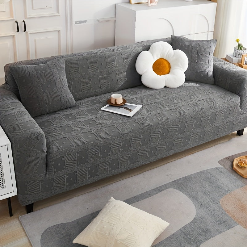 Dark Grey Elastic Sofa Slipcover Non-slip Furniture Protector