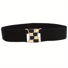 Geometric Buckle Girdle Elastic Wide Waistband for Women