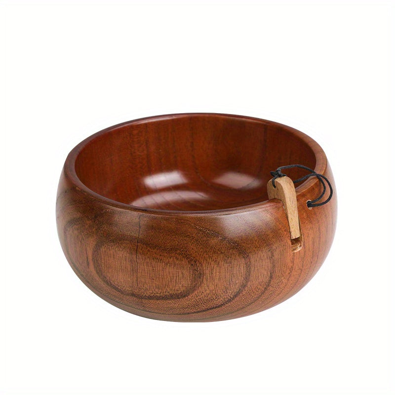 Large Capacity Wooden Yarn Bowl for Knitting Storage