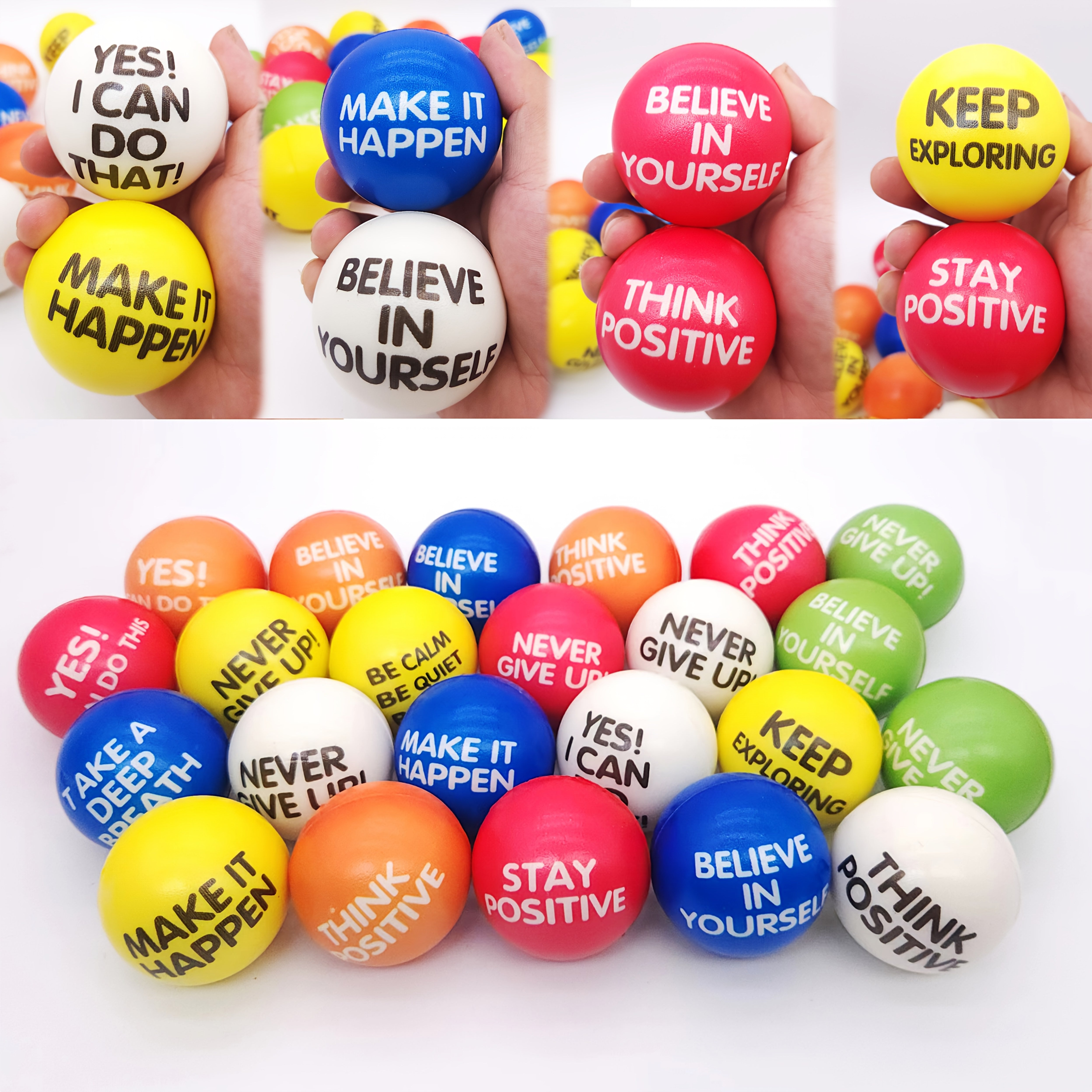 24 Pack 6" Inspirational Slogan Sponge Balls for Team Building & Relaxation