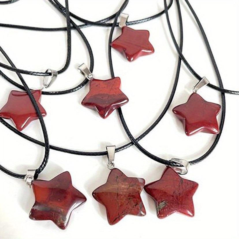 Hexagon Rose Quartz Pendant Necklace Opal Star Jewelry Gift