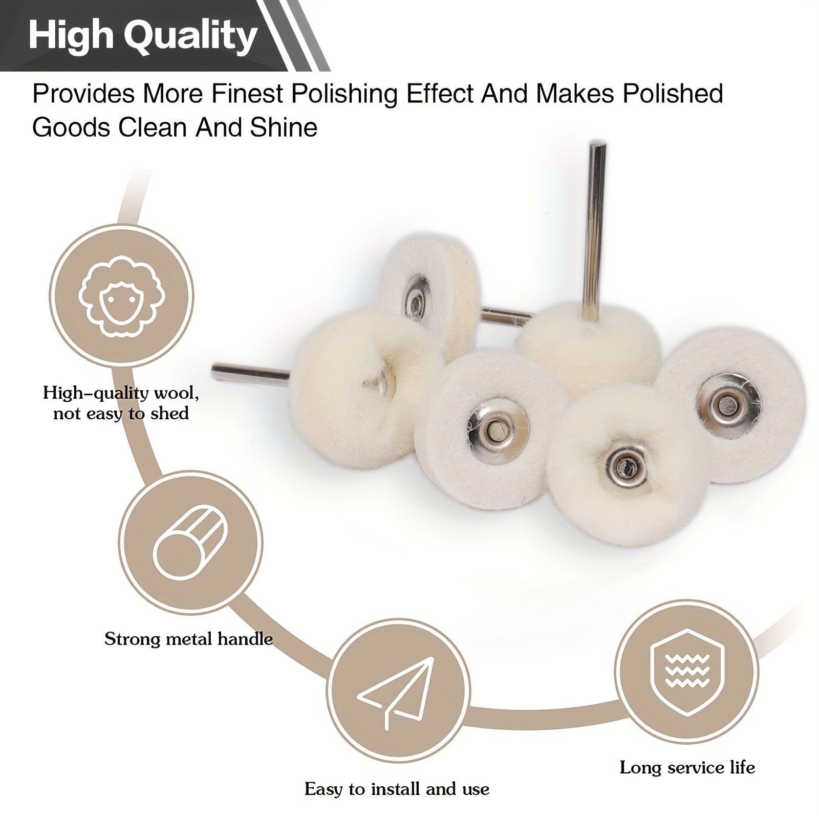 20pcs 25mm Wool Felt Polishing Wheel Set for Drill Grinder