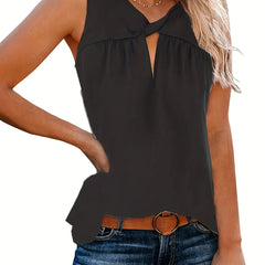 Twist Front Pleated Tank Top Sleeveless Summer Top
