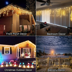 Outdoor Icicle Lights 4m 13ft 90 LED 8 Modes USB Plug In Curtain String Lights