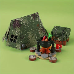 Camouflage Tent Campfire Building Blocks Toy