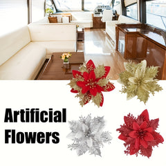 5pcs Artificial Flowers Dry Flowers Clips Stems Christmas Tree Ornaments