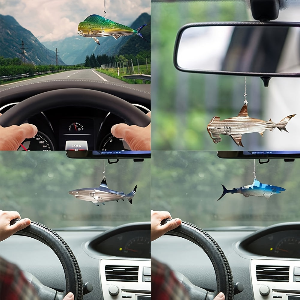Shark Acrylic Car Mirror Pendant Bag & Key Chain Accessory Christmas Ornament