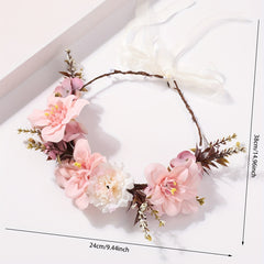 Boho Pink Wreath Flower Headband Crown for Women Girls