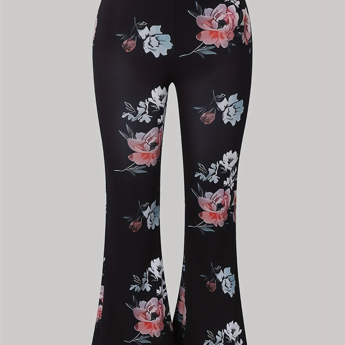  Floral Print High Rise Flared Leg Trousers