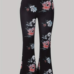  Floral Print High Rise Flared Leg Trousers
