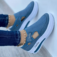 Women's Platform Mesh Sneakers Casual Breathable Hook & Loop Non Slip Flats
