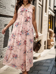  Boho Maxi Cami Dress Women Floral Print V Neck Backless