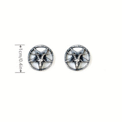 Vintage Gothic Satan Sheep Head Star Stud Earrings