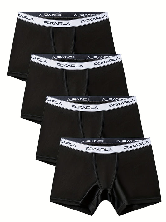 4 Pack Plus Size Double Layered Crotch Boxer Briefs Set