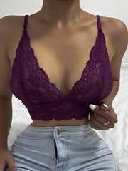 Women's Unpadded Lace Bralette - Comfortable Wireless Triangle Bra