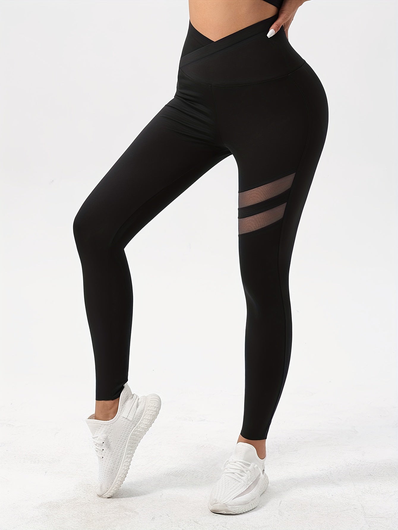 Breathable Mesh Splicing Tight Pants for Yoga Running
