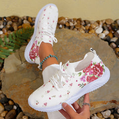 Floral Mesh Lightweight Running Shoes Breathable Outdoor Sneakers