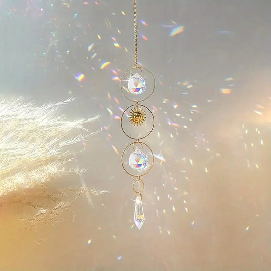 Crystal Sun Catcher Wind Chime Metal Pendant Home Decor
