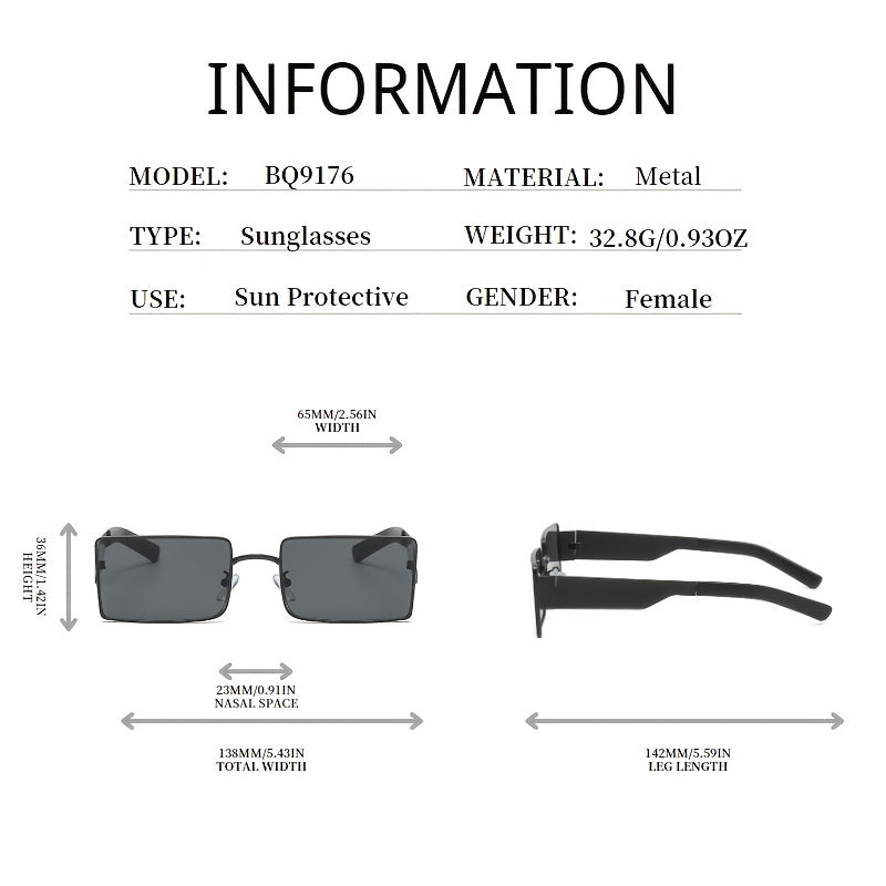 Golden Frame Gradient Metal Sunglasses Vintage Rectangle Sunglasses