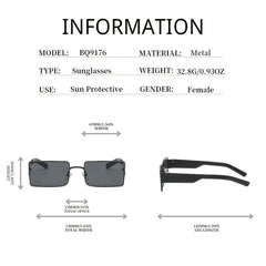 Golden Frame Gradient Metal Sunglasses Vintage Rectangle Sunglasses