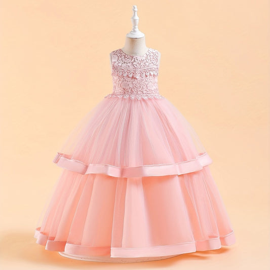 Princess Lace Mesh Fluffy Skirt Dress for Flower Girl