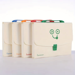 Cartoon Expression Organization Bag A4 13 Grids + Label Sticker