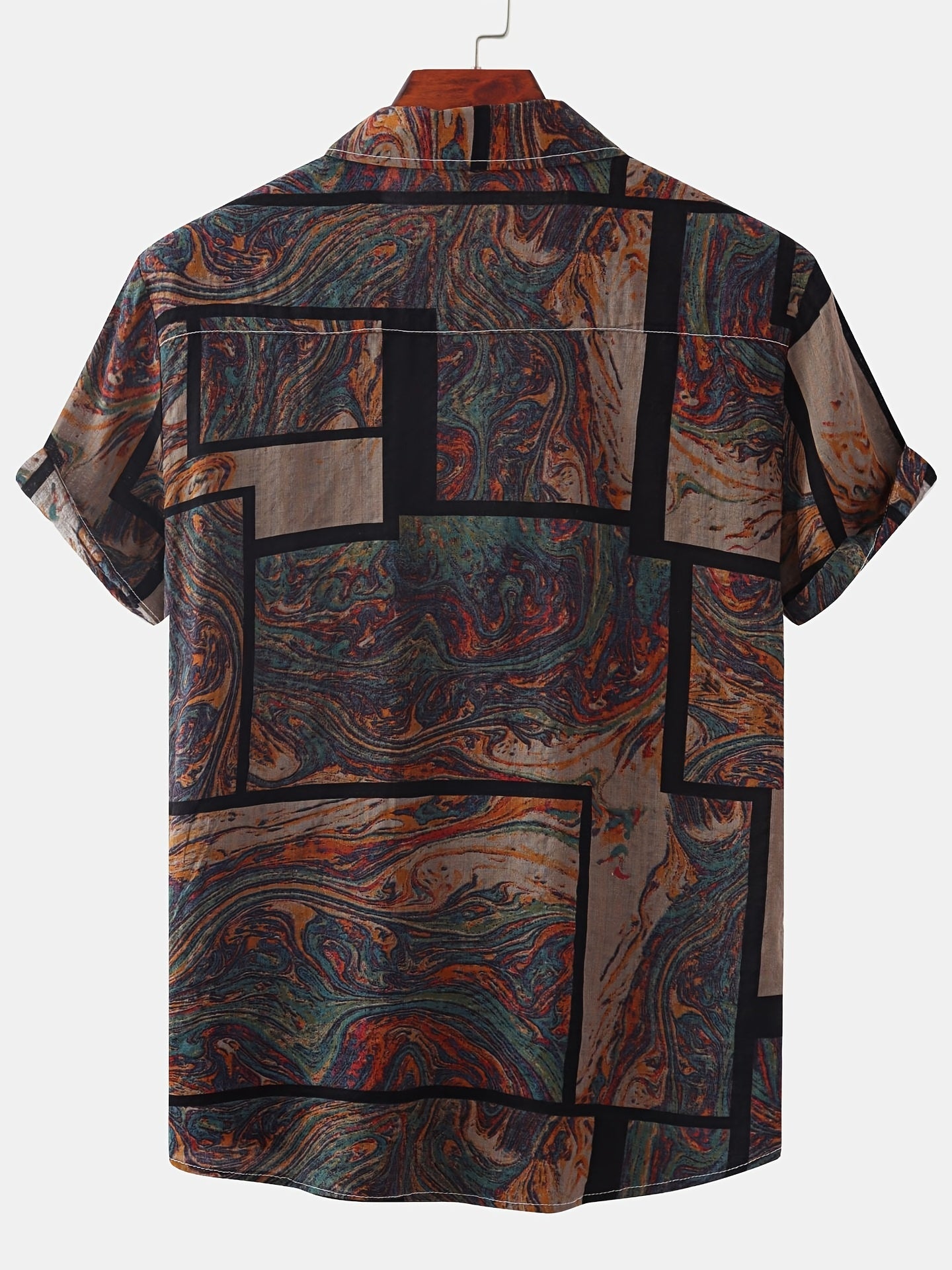 Casual Beach Style Square Graphic Cotton T-Shirt for Summer