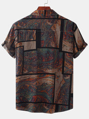Casual Beach Style Square Graphic Cotton T-Shirt for Summer