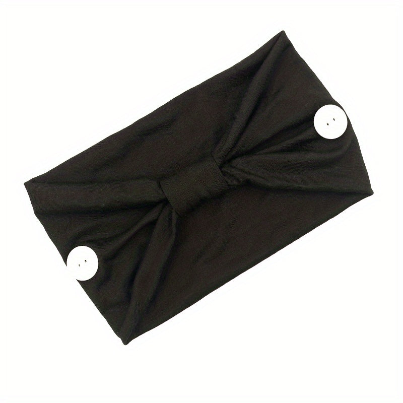 Solid Knotted Button Headband for Women
