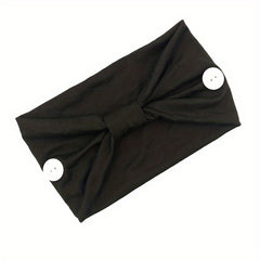 Solid Knotted Button Headband for Women