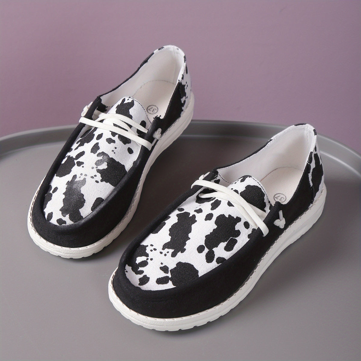 Cow Pattern Sneakers Low Top Canvas Shoes for Women