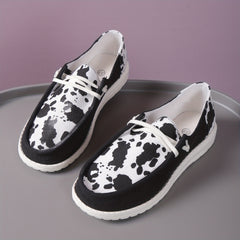 Cow Pattern Sneakers Low Top Canvas Shoes for Women