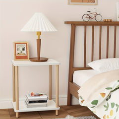 2 Layer Bedside Table with Side Table & Storage Space