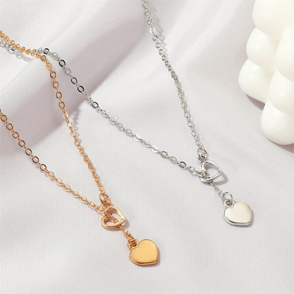 Personality Love Pendant Necklace Y Shaped 14K Plated Jewelry Gift