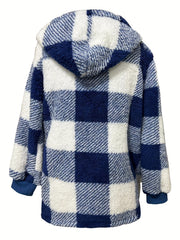 Plaid Print Hooded Jacket Zip Up Outerwear