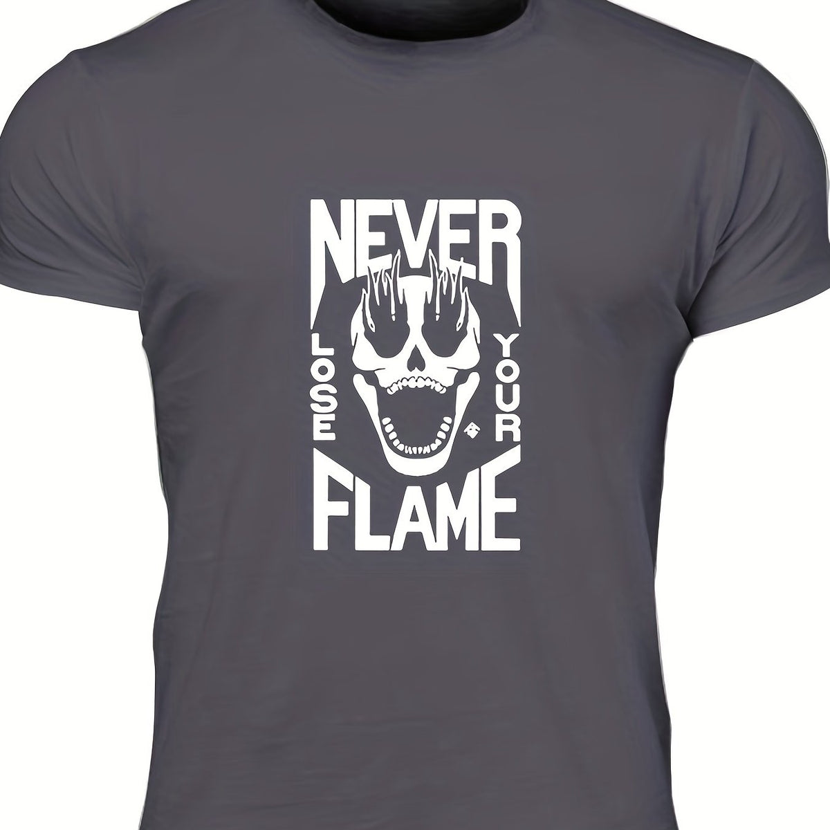 Men's Flame Skull Graphic Tee for Summer
