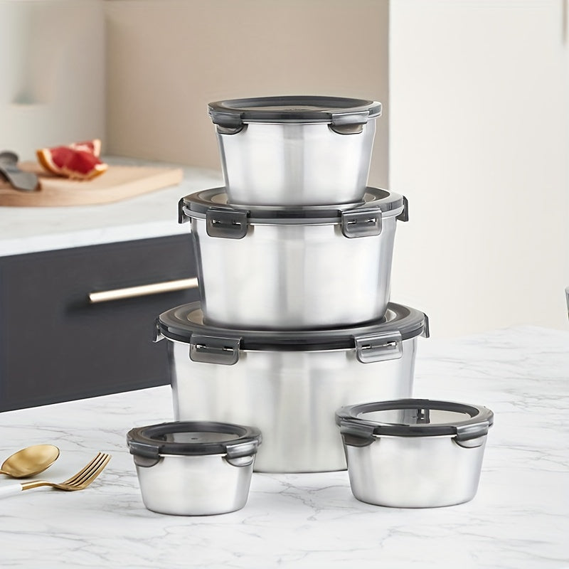 304 Round Stainless Steel Food Container Set with Lid
