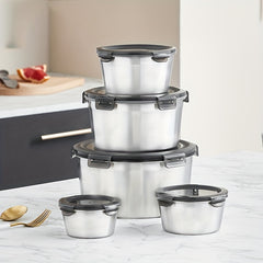 304 Round Stainless Steel Food Container Set with Lid