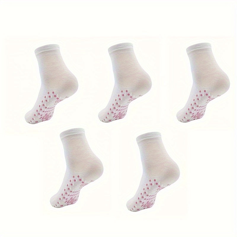 5 Pairs Solid Crew Socks Comfy & Soft Mid Tube Socks Women's Stockings