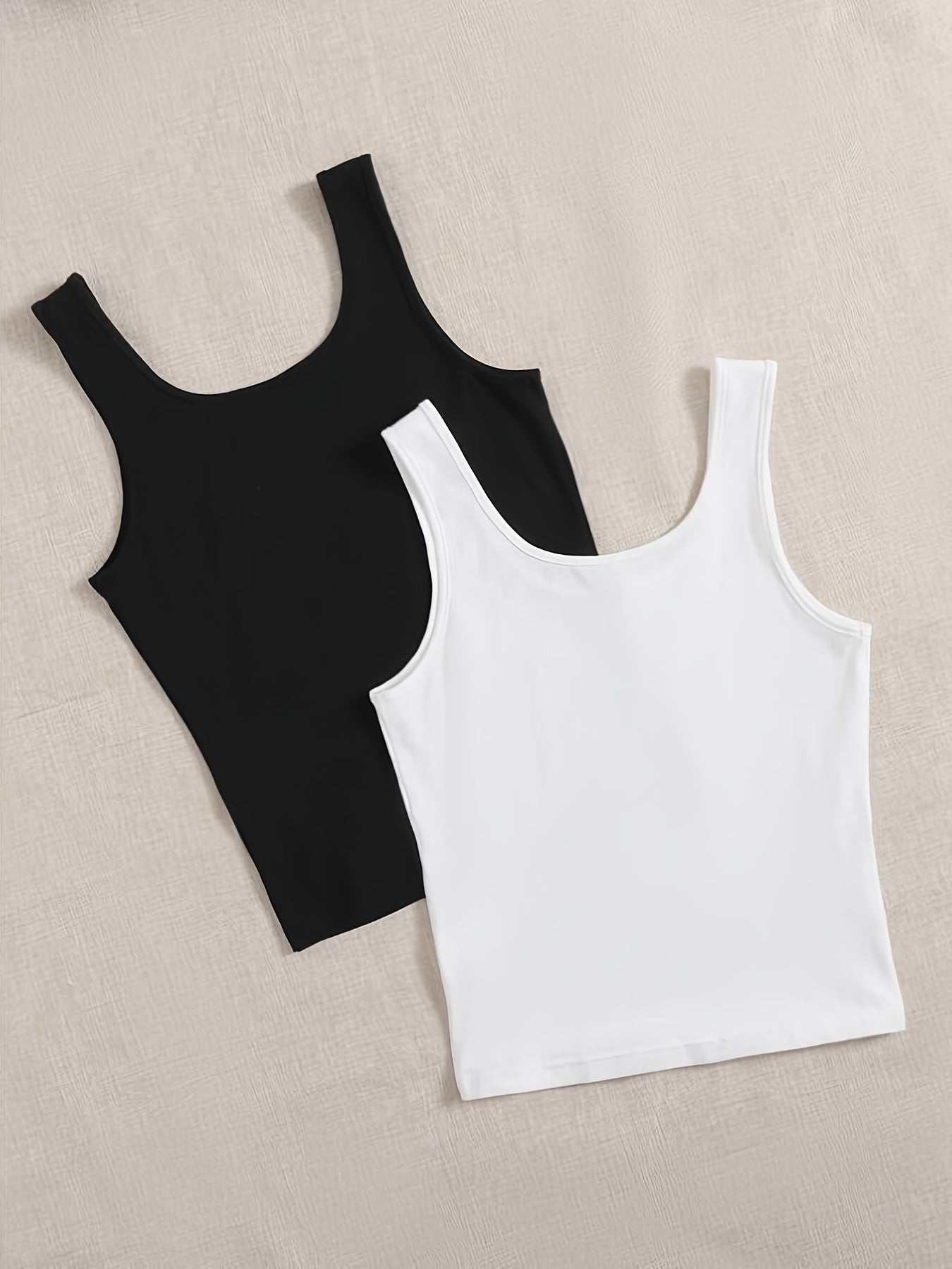 2-Pack Solid Crew Neck Sleeveless Tank Tops