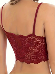 2pcs Lace Wireless Bras Scallop Trim Bralette Women's Lingerie