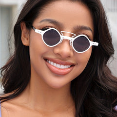 Square Frame Sunglasses Rivet Decor Hip Hop Glasses UV400