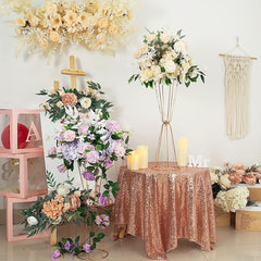 Set of 4 Golden Geometric Centerpieces for Wedding