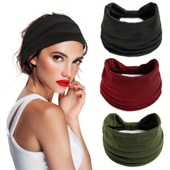 Solid Stretchy Wide Headband for Women Yoga Running