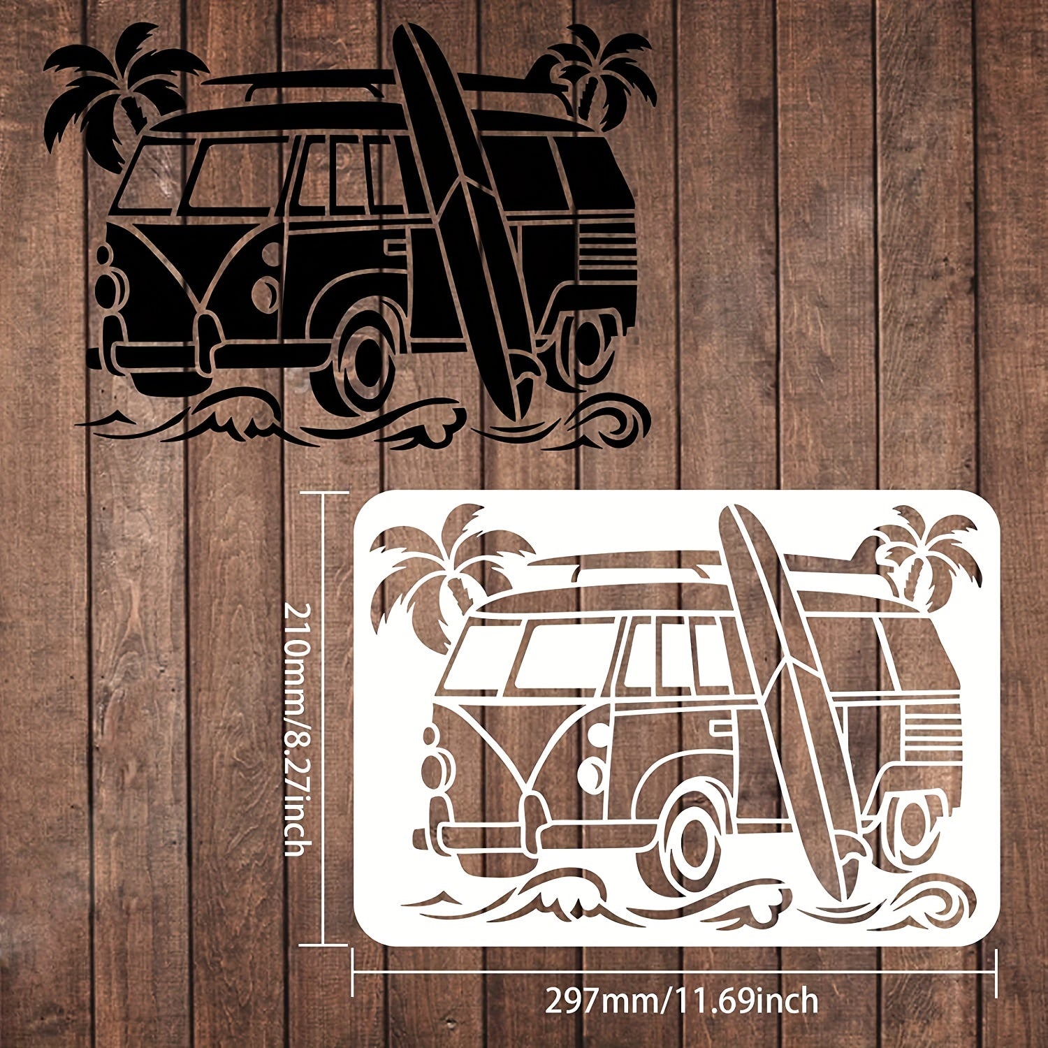 Reusable Surf Car Stencils Palm Trees Wave Painting Stencils