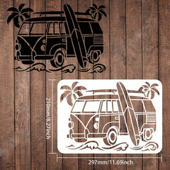 Reusable Surf Car Stencils Palm Trees Wave Painting Stencils